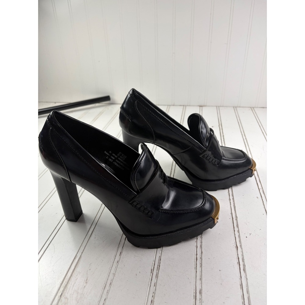 Karl Lagerfeld Vintage Virna Black Patent Platform Loafer Heels Women's Size 8.5 - Picture 7 of 10
